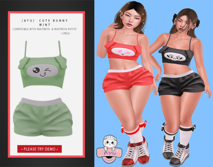Second Life Marketplace - {Ayu} Cute Bunny Mint WEAR ME {Leelu